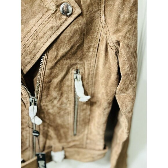 BLANK NYC Moto Jacket Suede Leather Light Brown Coffee Bean NEW W/ Tags Size S - Picture 8 of 12